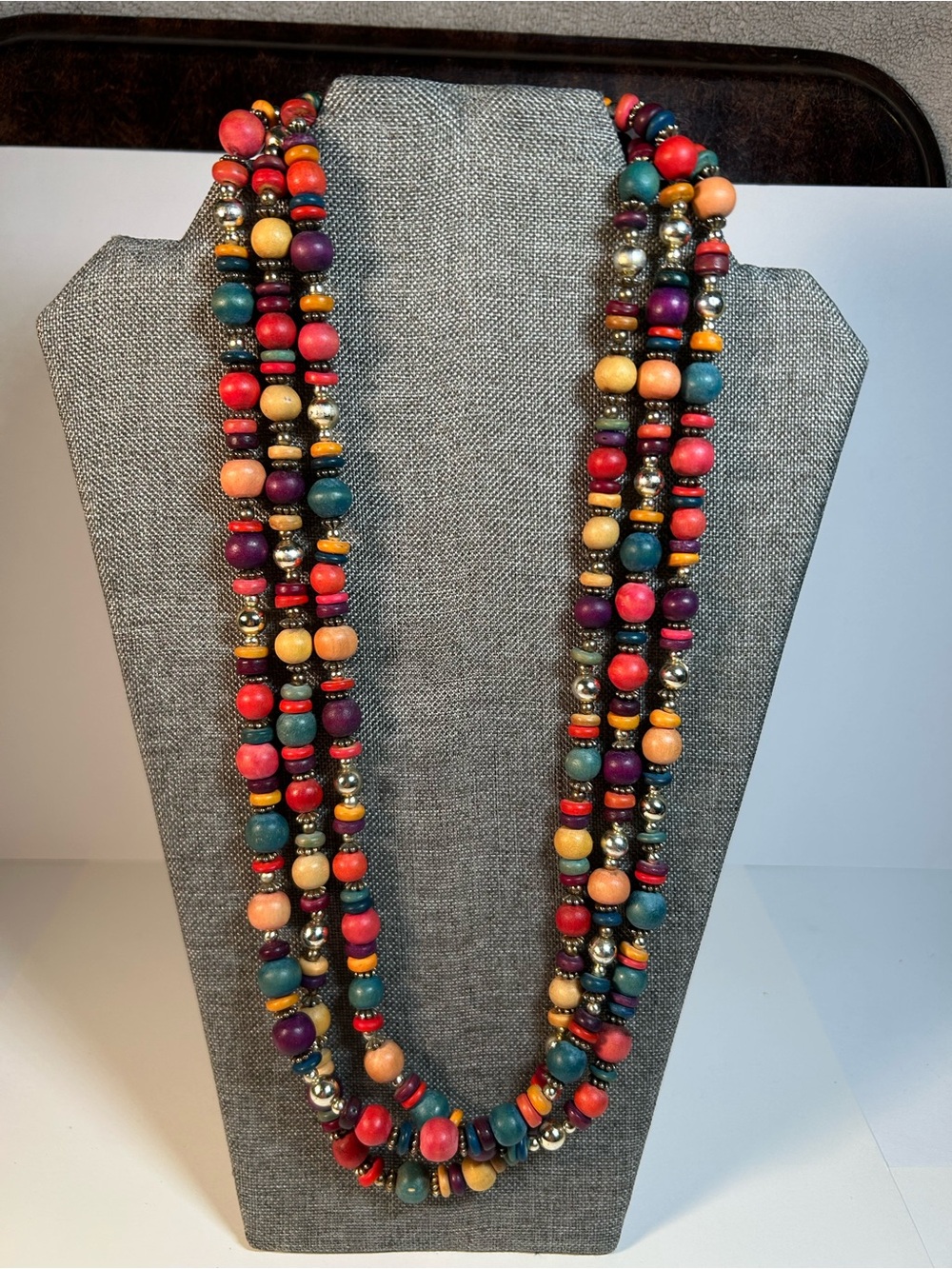 Multicolor Beaded Triple-Strand Necklace  3 necklaces 26’ long Wear 1, 2 or 3